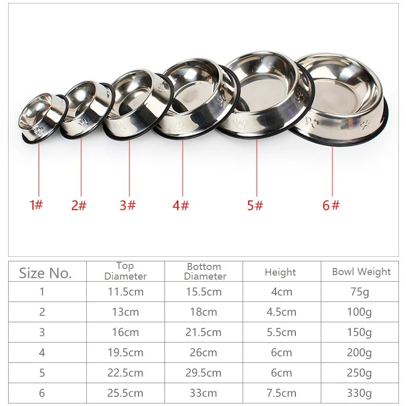 Quality Stainless Steel Pet Dog Bowl Feeder Skidproof Anti-ant Shape Cat Dog Bowls Food Accessories Pet Supplies 6 Sizes