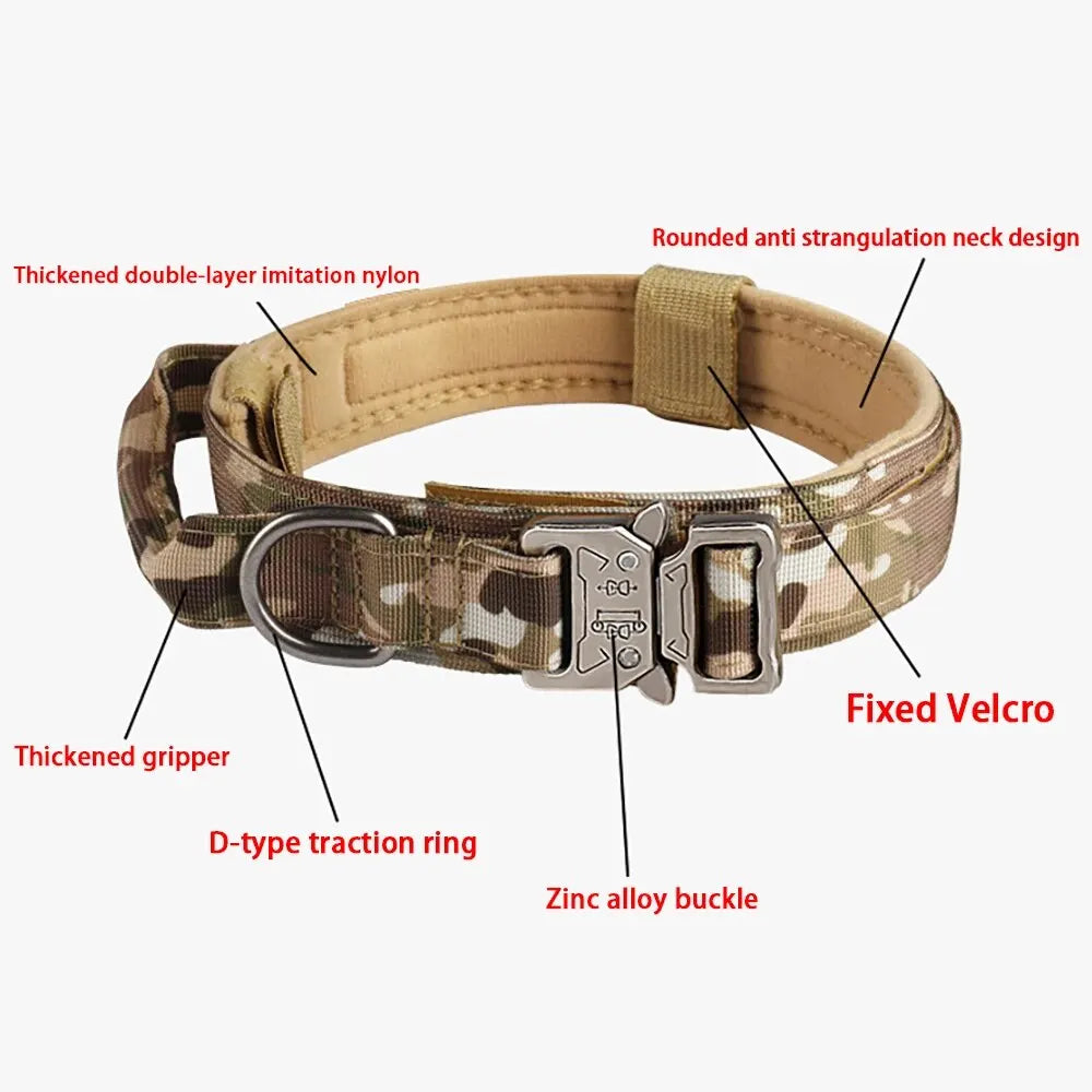 Tactical Dog Collar Metal Buckle Breathability Nylon Collar Medium and Large Dog