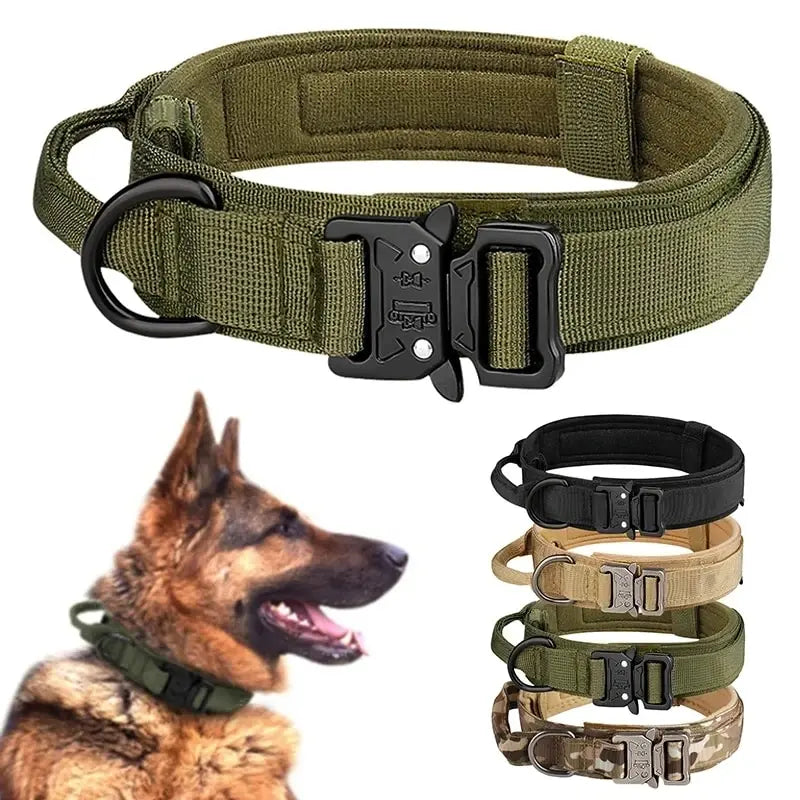 Tactical Dog Collar Metal Buckle Breathability Nylon Collar Medium and Large Dog