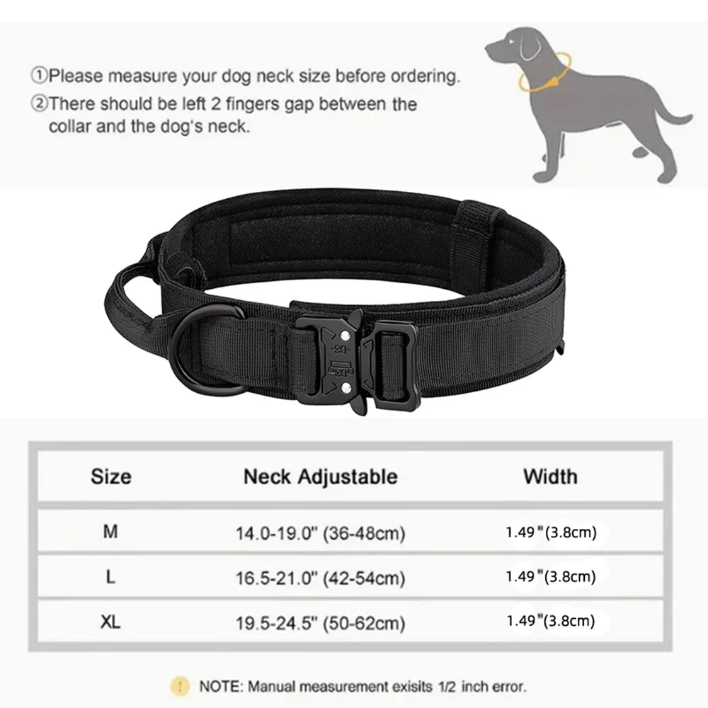 Dog Collar Durable Tactical Leash Set Adjustable Pet Collar Leash Medium Large Dog