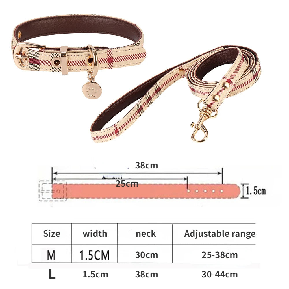 Pet Collar and Lead Set Leather