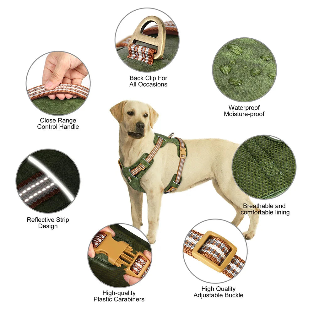 Waterproof Dog Harness Breathable Nylon Dog Harnesses Pet Training Walking Vest With Reflective Strip for Small Large Dogs