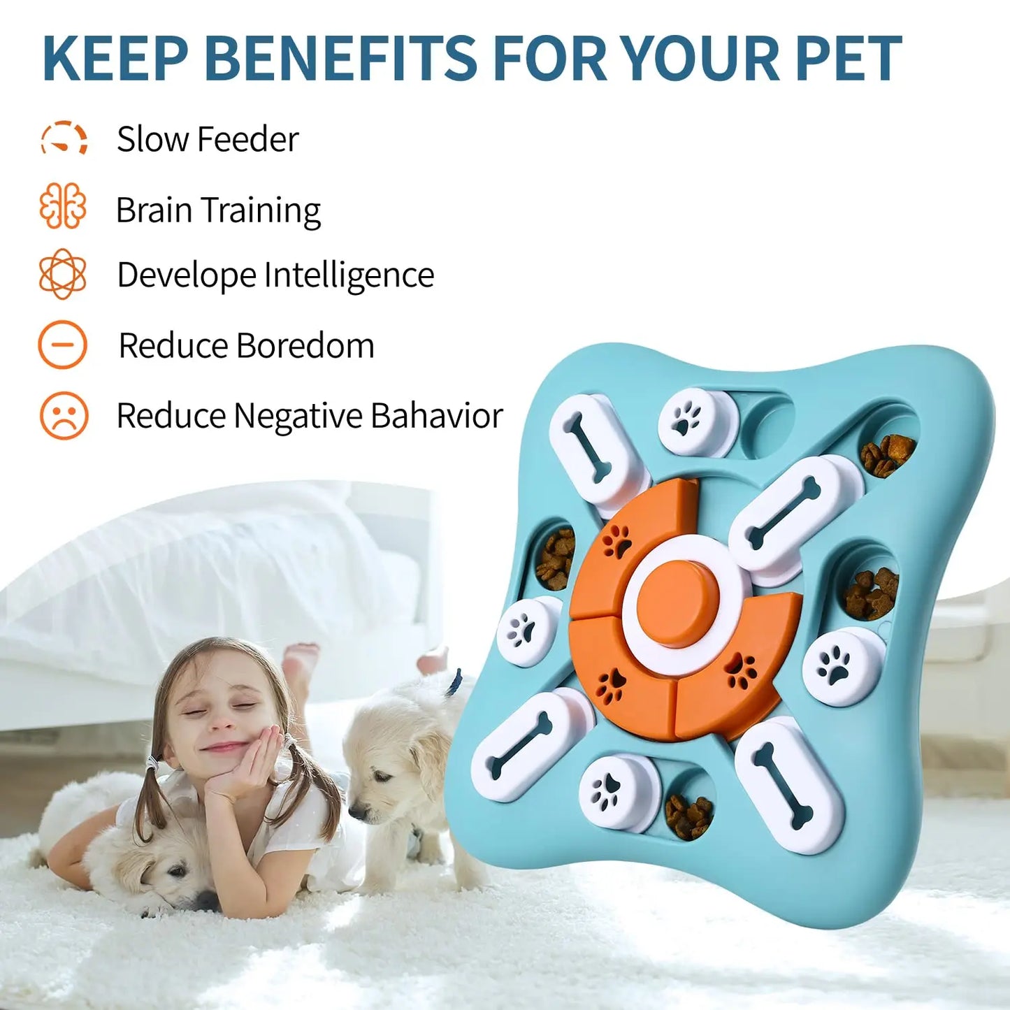 Interactive Dog Treat Puzzle Toy for IQ Training & Mental Stimulating ,Fun Slow Feeder for any size dog