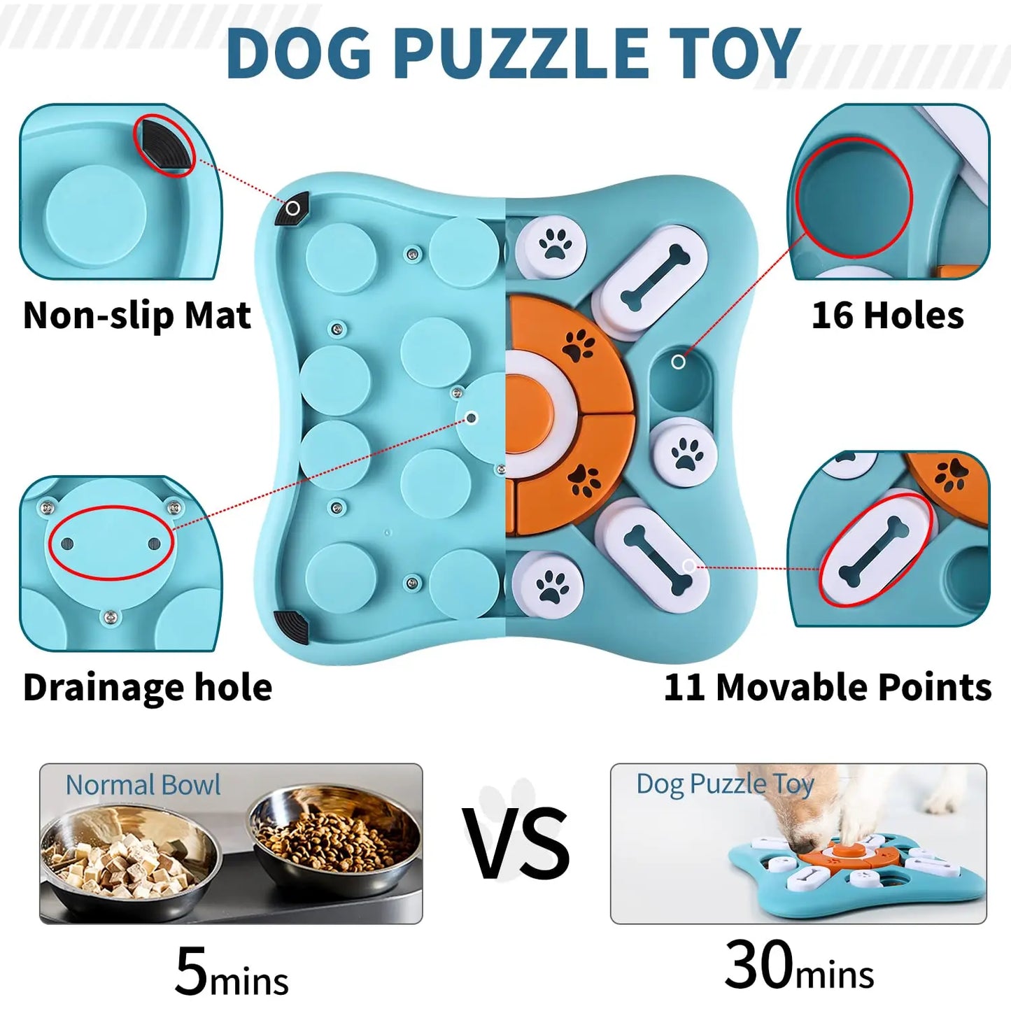 Interactive Dog Treat Puzzle Toy for IQ Training & Mental Stimulating ,Fun Slow Feeder for any size dog