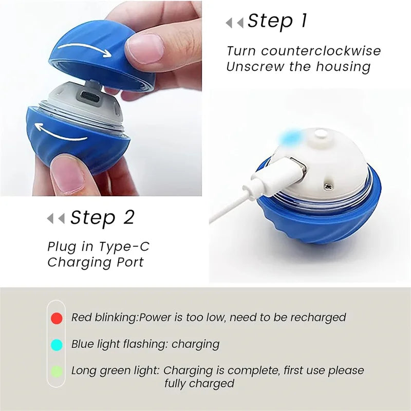 Smart Dog Toy Ball Electronic Interactive Pet Toy Moving Ball USB Automatic Moving and Bouncing