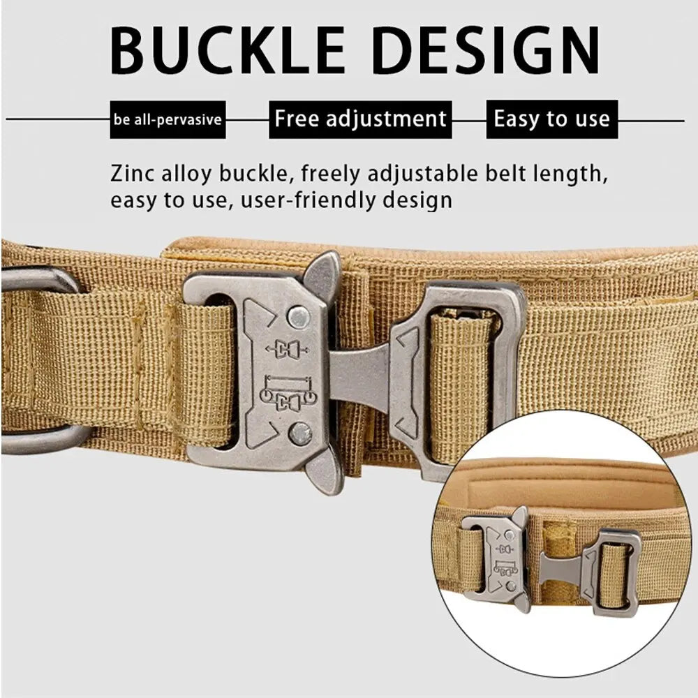 Tactical Dog Collar Metal Buckle Breathability Nylon Collar Medium and Large Dog