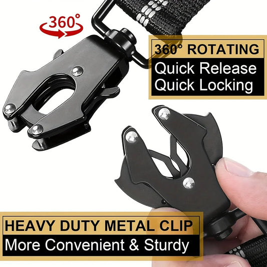 Heavy Duty Dog Lead with Elastic Bungee for Medium & Large Dogs - Shock Absorption & Safety Clip Included