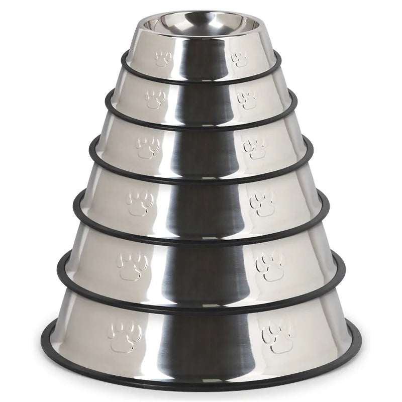 Quality Stainless Steel Pet Dog Bowl Feeder Skidproof Anti-ant Shape Cat Dog Bowls Food Accessories Pet Supplies 6 Sizes