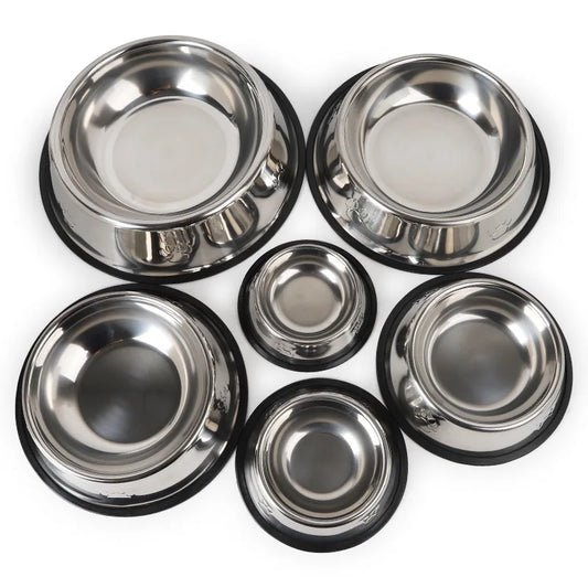 Quality Stainless Steel Pet Dog Bowl Feeder Skidproof Anti-ant Shape Cat Dog Bowls Food Accessories Pet Supplies 6 Sizes