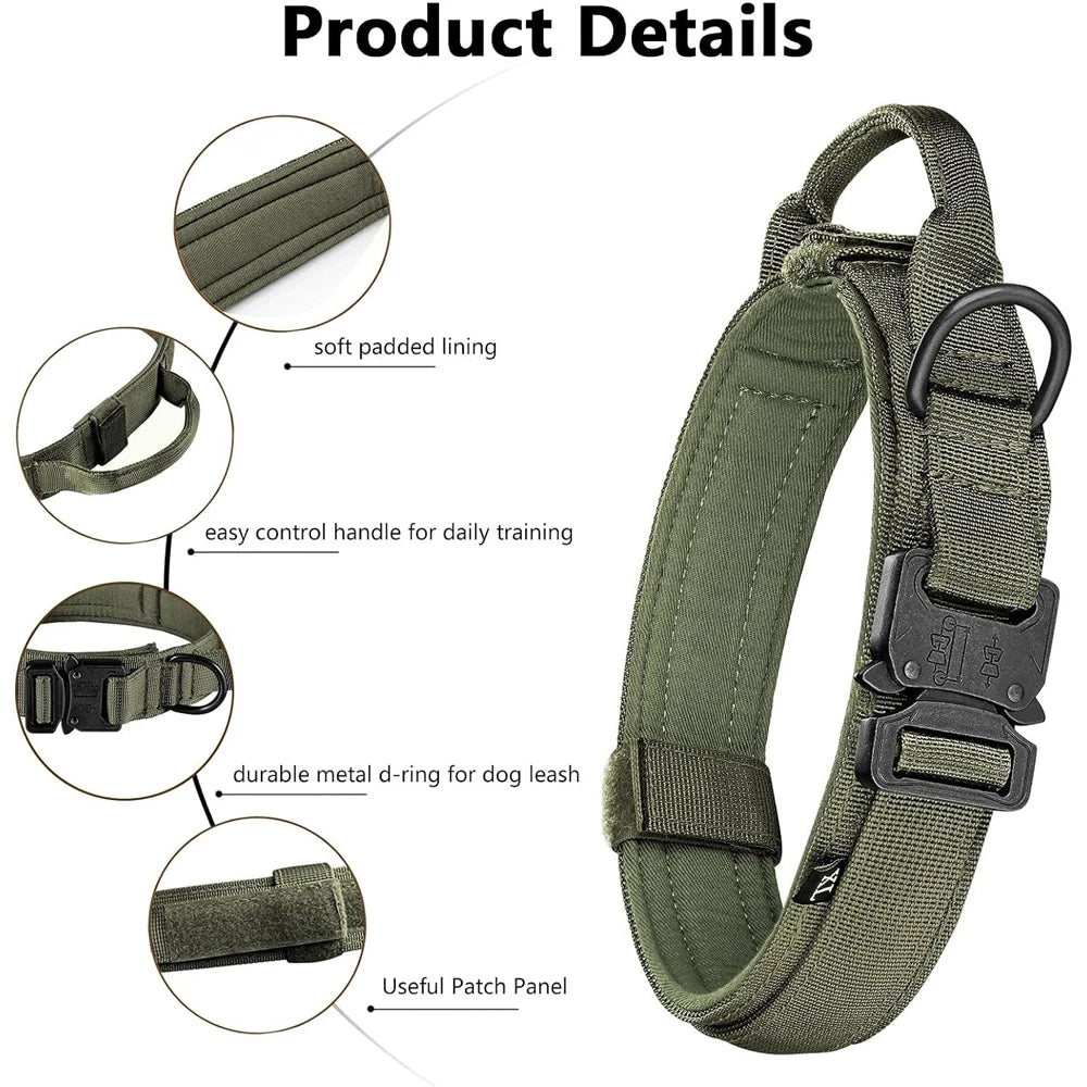 Dog Collar Durable Tactical Leash Set Adjustable Pet Collar Leash Medium Large Dog