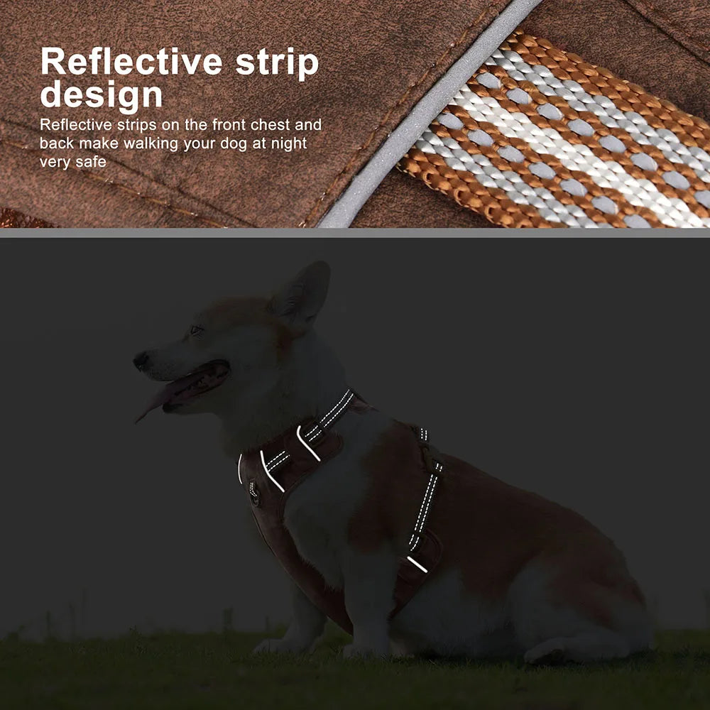 Waterproof Dog Harness Breathable Nylon Dog Harnesses Pet Training Walking Vest With Reflective Strip for Small Large Dogs