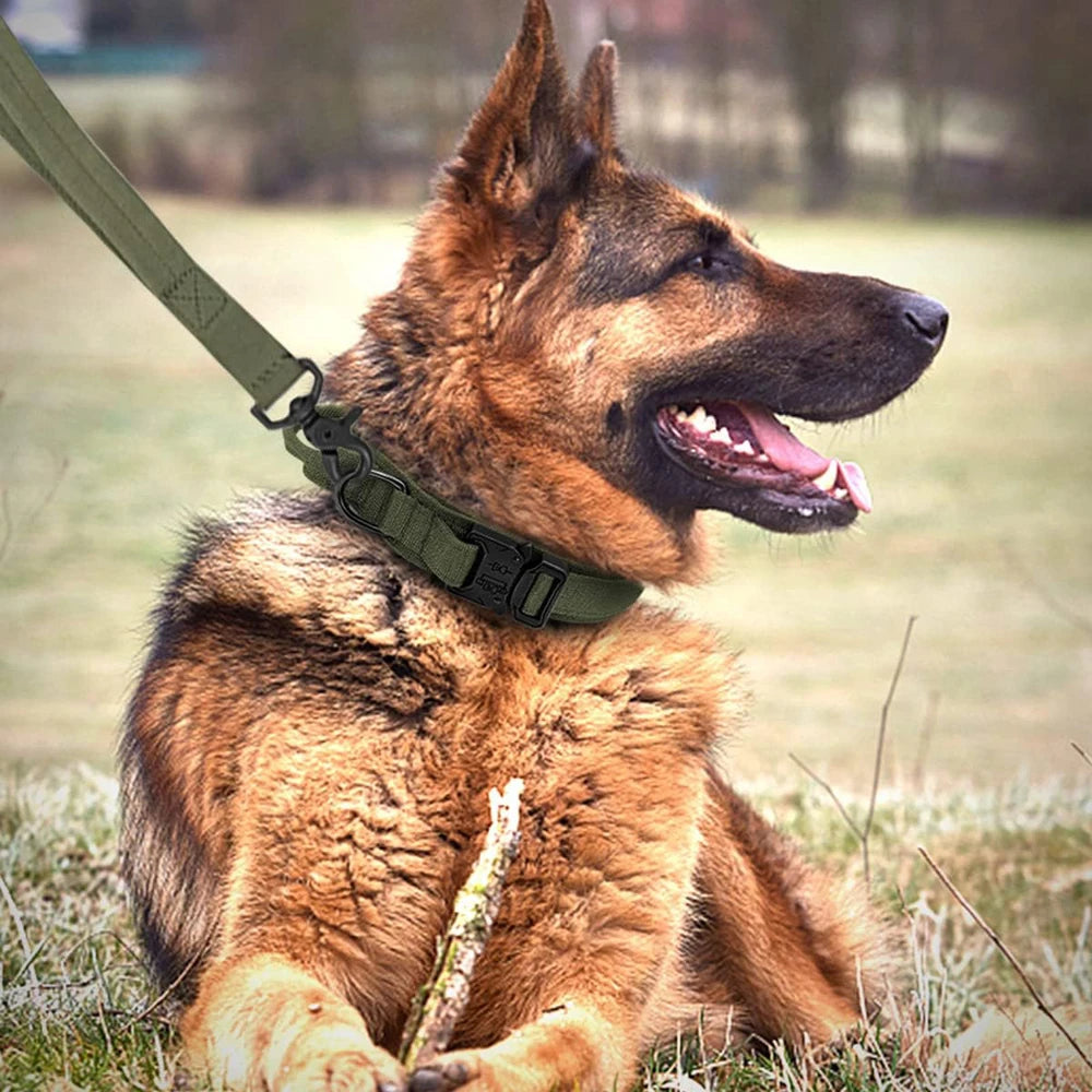 Dog Collar Durable Tactical Leash Set Adjustable Pet Collar Leash Medium Large Dog