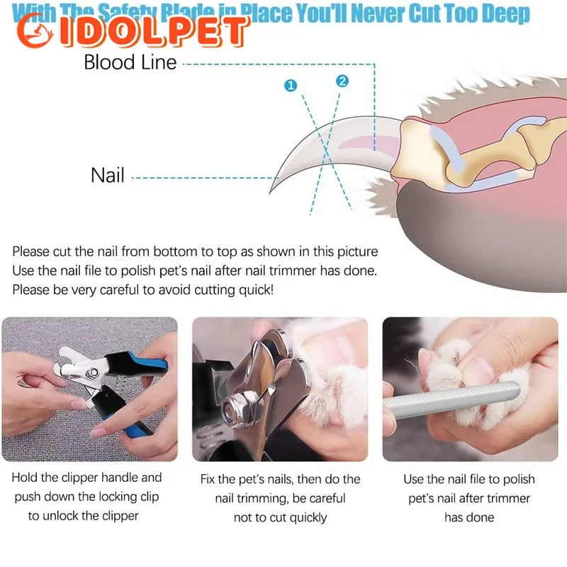 Professional Pet Nail Clipper with Safety Guard  Stainless Steel Scissors for Dogs Grooming