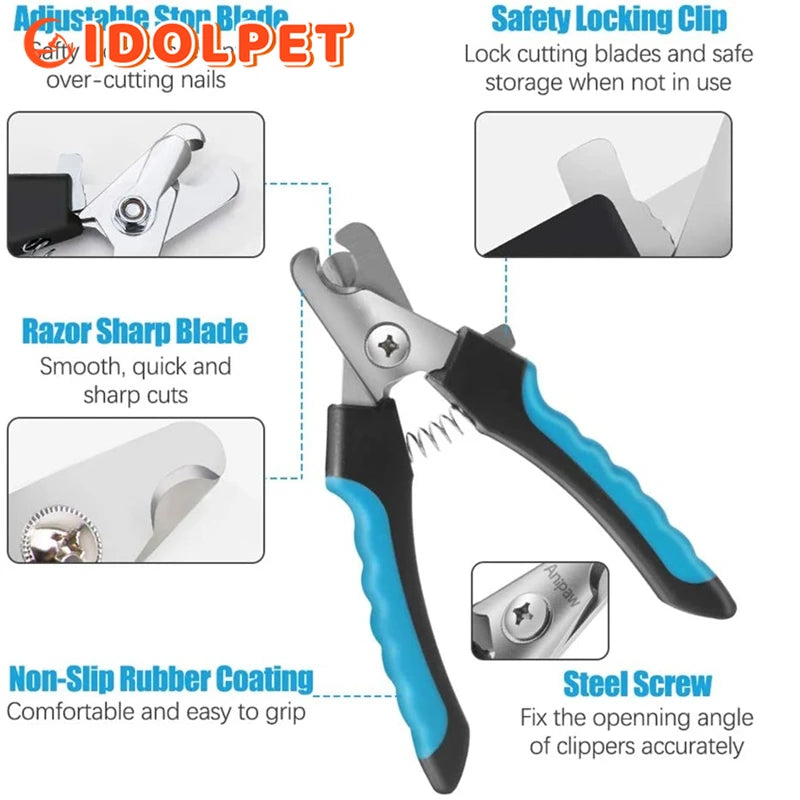 Professional Pet Nail Clipper with Safety Guard  Stainless Steel Scissors for Dogs Grooming