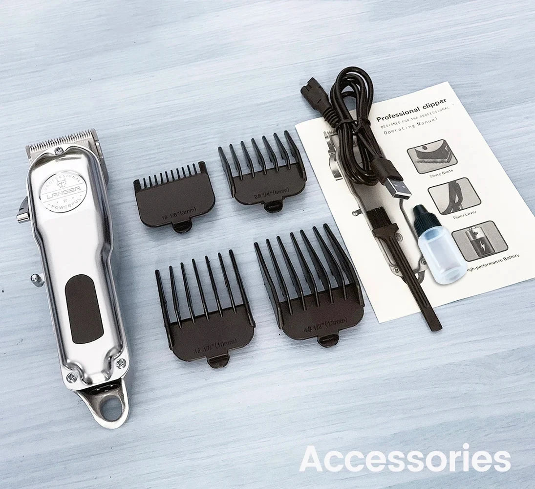 Professional Dog Hair Clipper All Metal Rechargeable Pet Trimmer Shaver Cutting Machine Puppy Grooming Haircut Low Noise