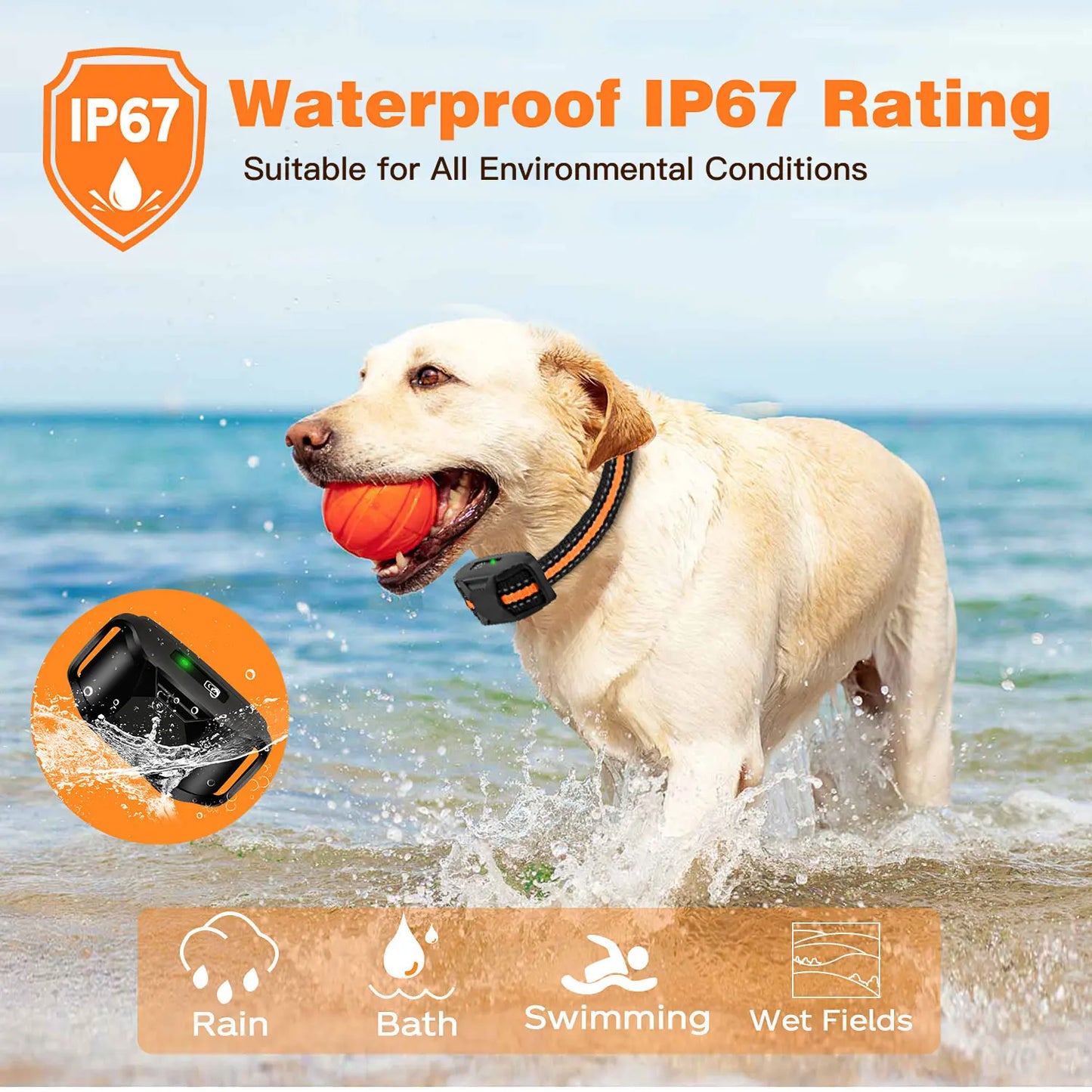 Electric Dog Training Collar Remote Control Waterproof Pet Behaviour For 5-120lbs Puppy With Shock Vibration 3300ft range