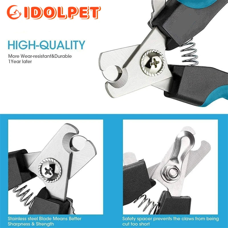 Professional Pet Nail Clipper with Safety Guard  Stainless Steel Scissors for Dogs Grooming