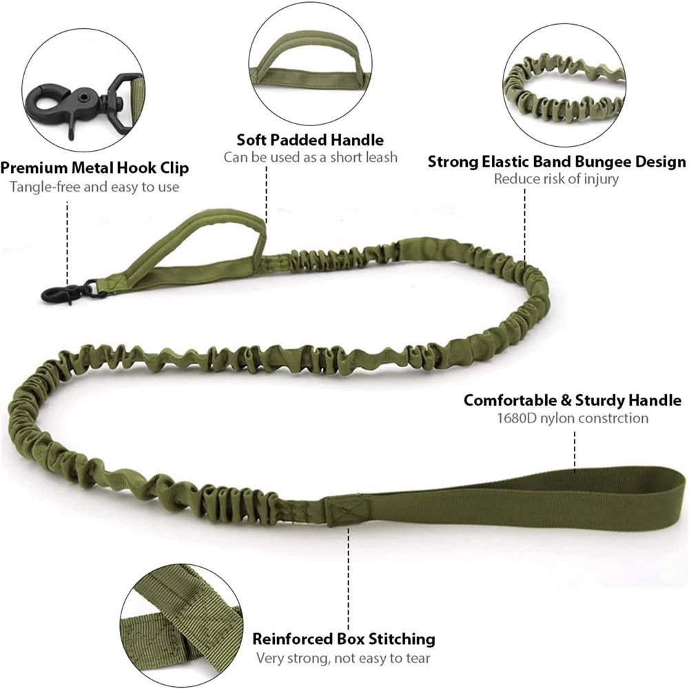 Dog Collar Durable Tactical Leash Set Adjustable Pet Collar Leash Medium Large Dog