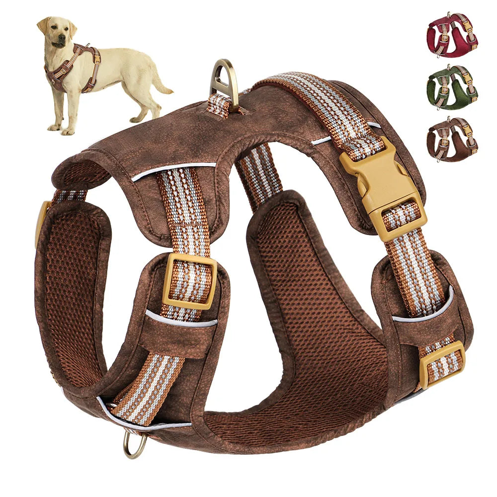 Waterproof Dog Harness Breathable Nylon Dog Harnesses Pet Training Walking Vest With Reflective Strip for Small Large Dogs