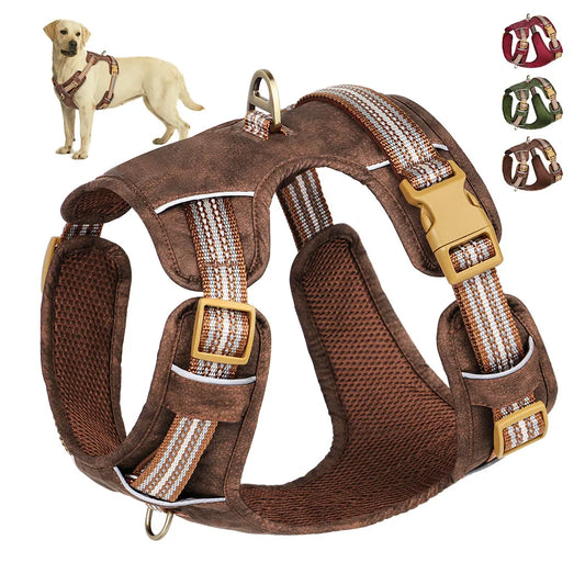Waterproof Dog Harness Breathable Nylon Dog Harnesses Pet Training Walking Vest With Reflective Strip for Small Large Dogs
