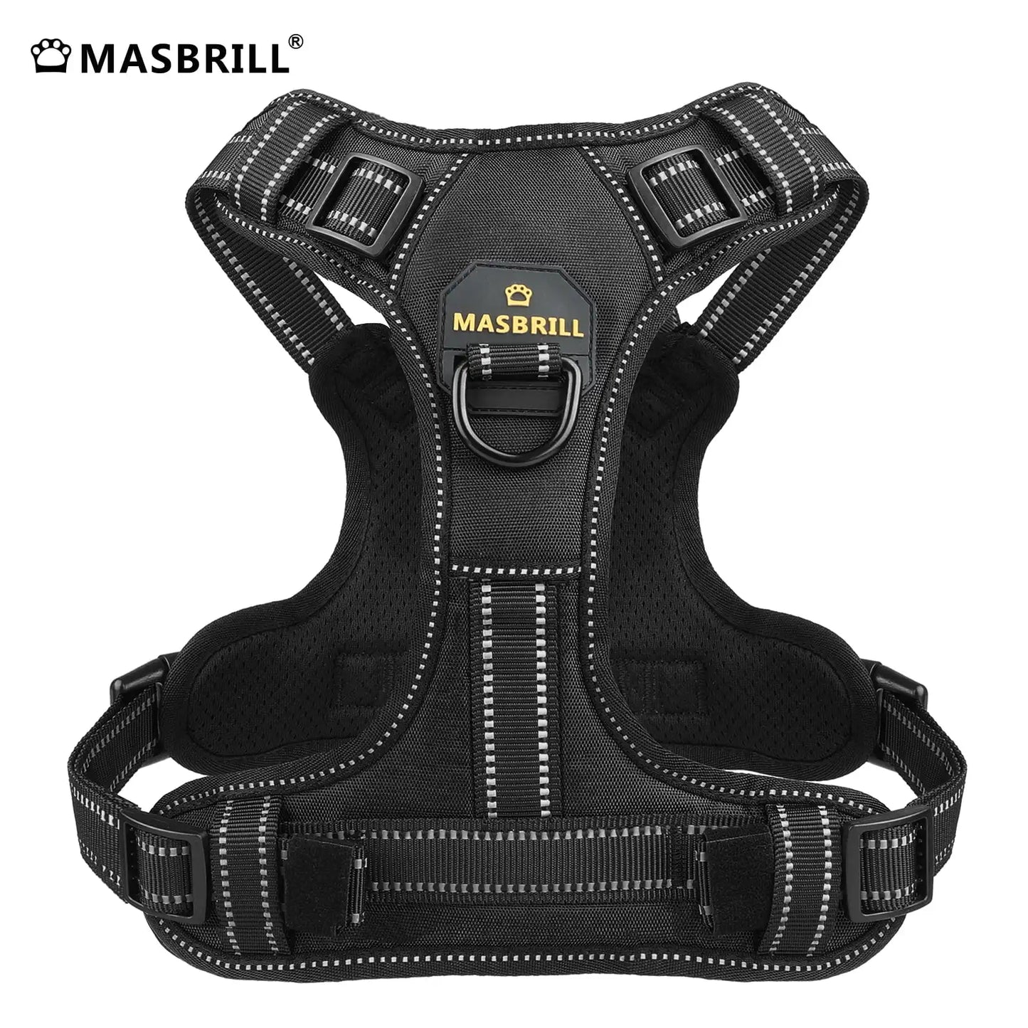MASBRILL No Pull Dog Harness Pet Reflective Nylon Adjustable Medium Large Naughty Dog Vest Safety