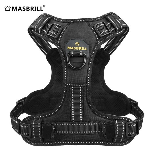 MASBRILL No Pull Dog Harness Pet Reflective Nylon Adjustable Medium Large Naughty Dog Vest Safety