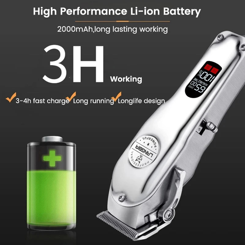 Professional Dog Hair Clipper All Metal Rechargeable Pet Trimmer Shaver Cutting Machine Puppy Grooming Haircut Low Noise